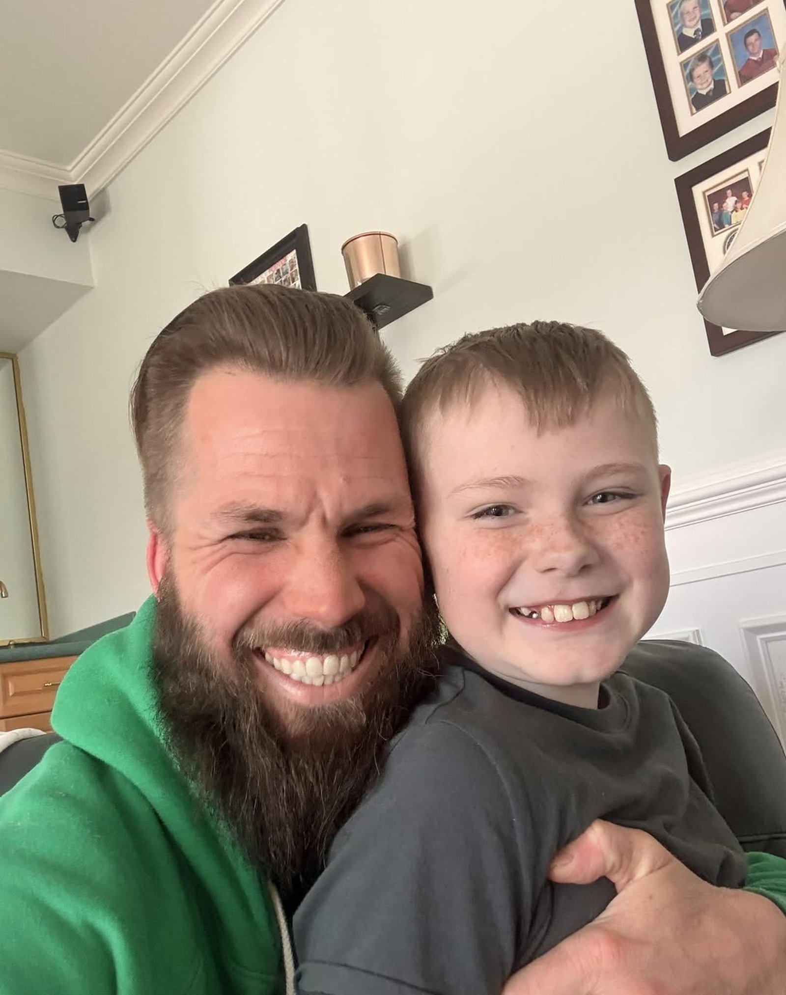 Michael Meehl, owner of Michael's Handyman Company, with his son