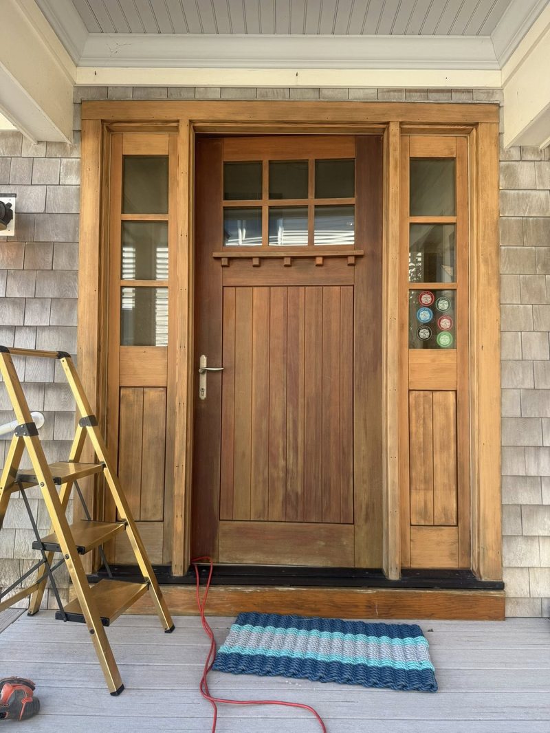 Before: Mahogany door weathered